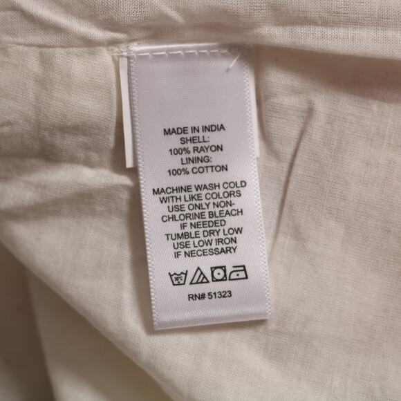 1 State Floral Palm Tree Print Ruffle Mini Skirt Pull On White & Tan Size L - Picture 9 of 11